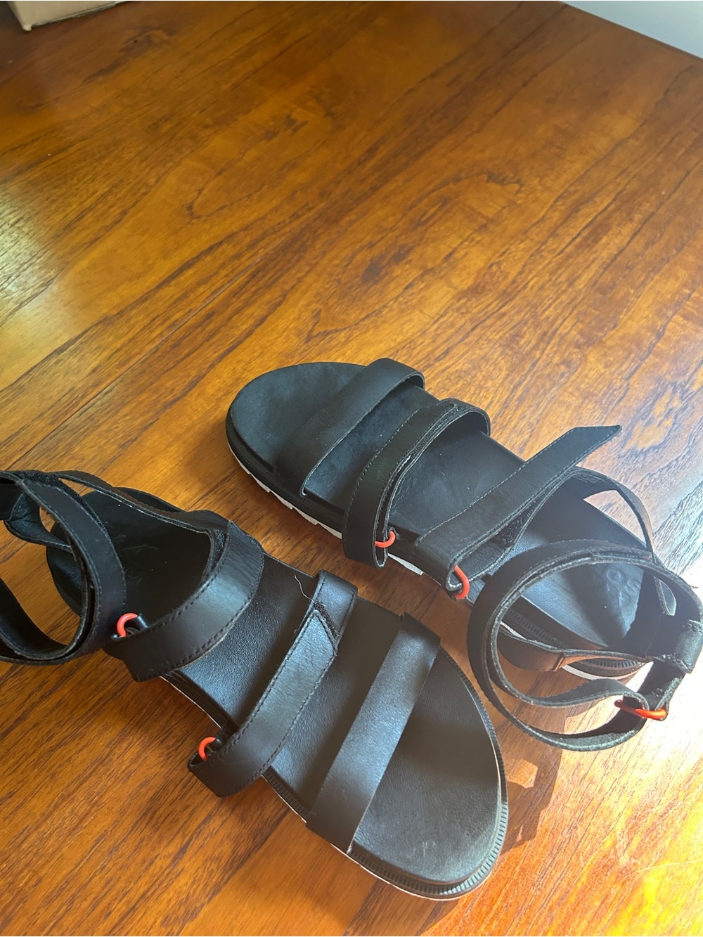Black Strappy Flat Sandals with Ankle Wrap